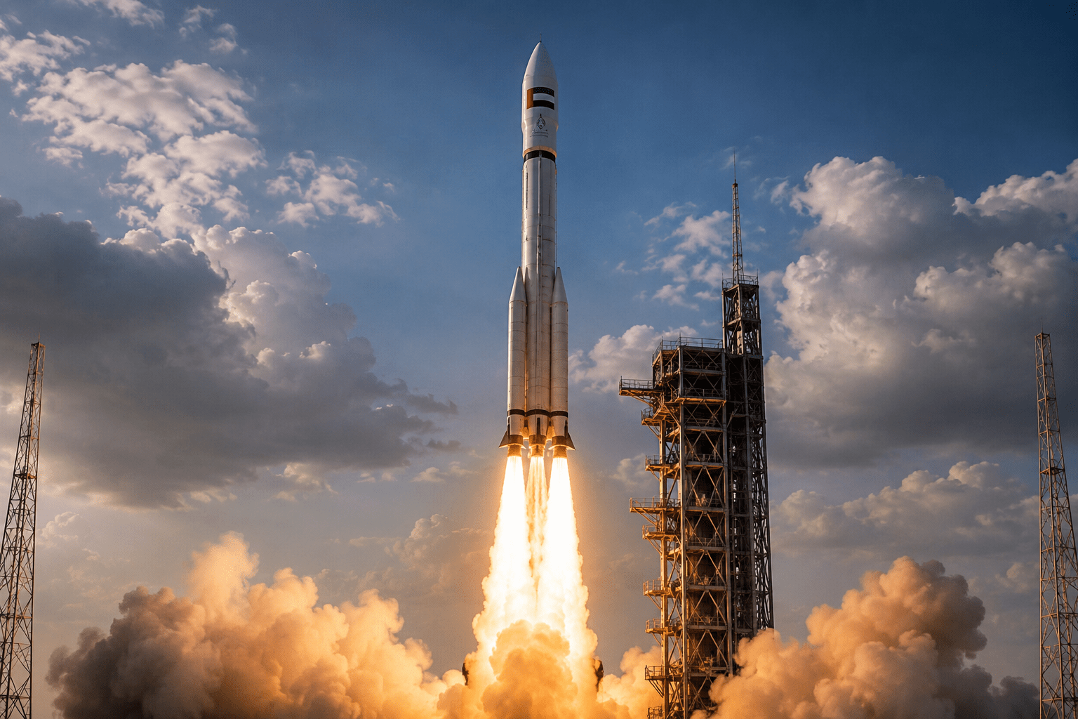 UAE space satellite launch aboard a rocket, symbolizing the UAE’s growing space programme and Arab space ambitions.